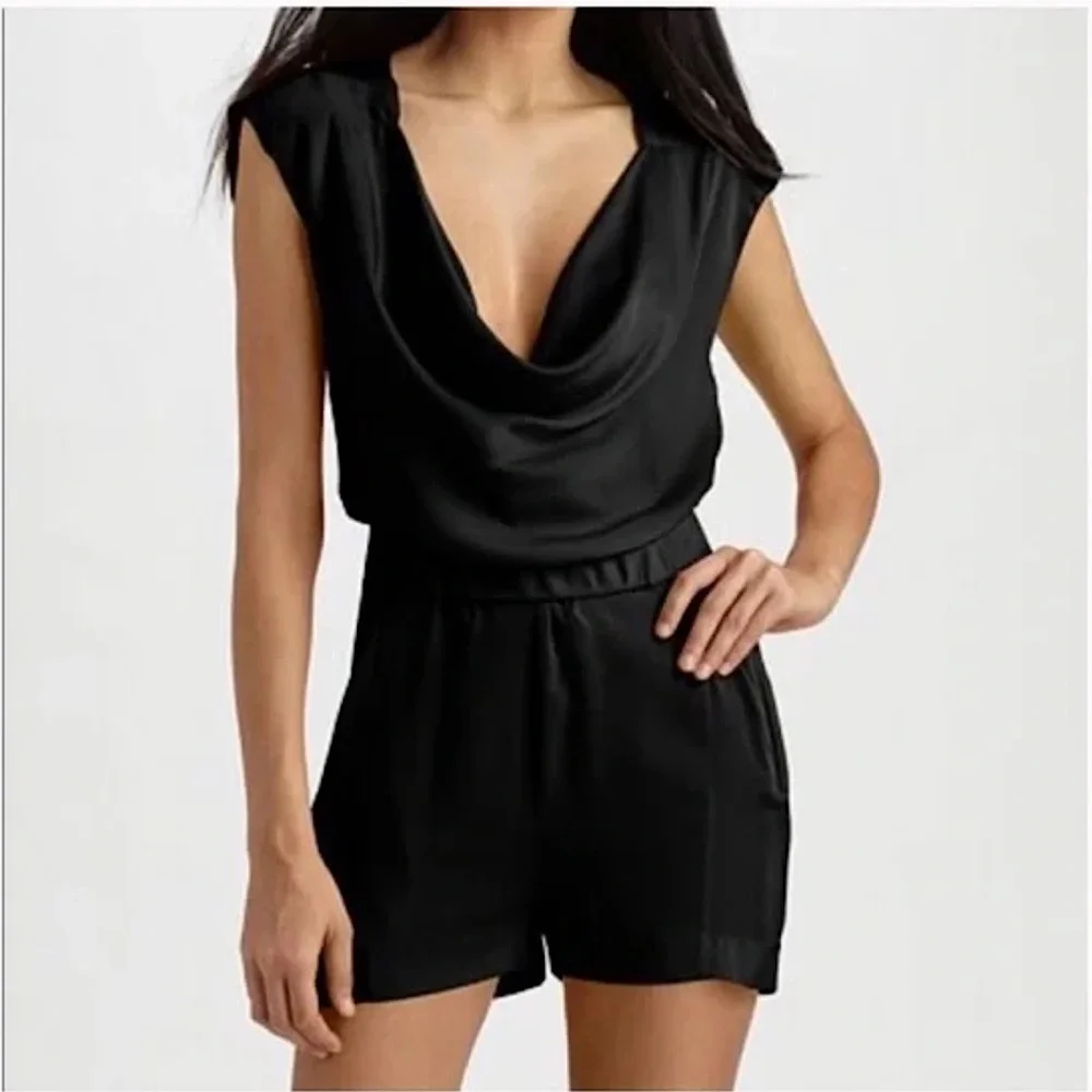 Diane Von Furstenberg Black Ballancia Silk Romper - Picture 1 of 11